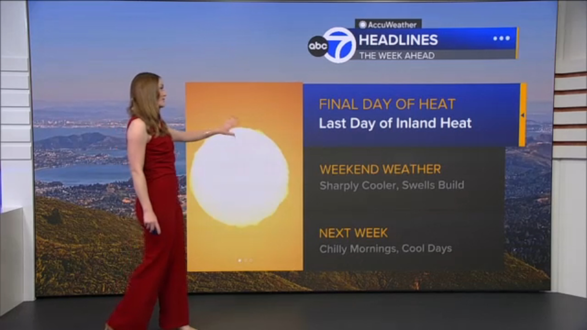 AccuWeather Forecast: Heat Advisory expires tonight; temps cool down into weekend
— ABC 7 Bay Area, Portola Valley Community news